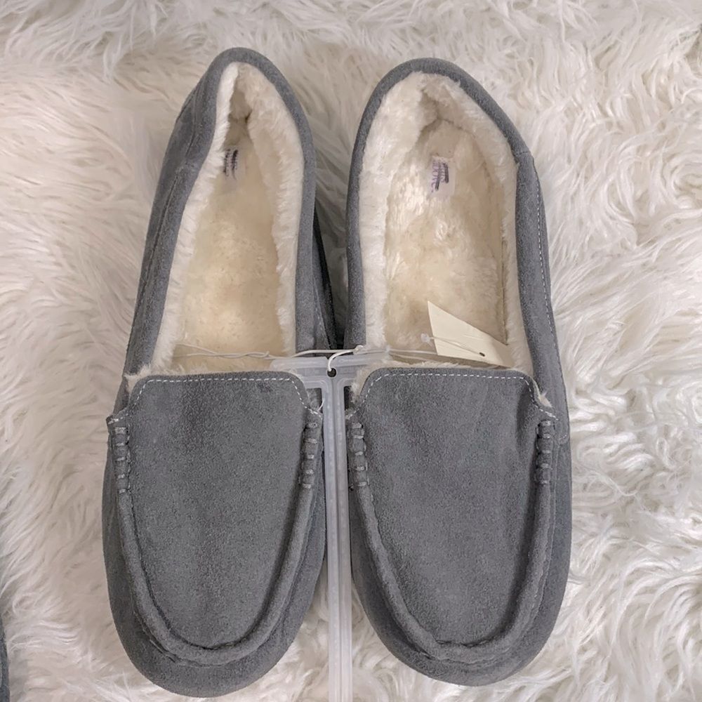 STARS Above moccasin slipper suede leather faux fur lined NWOT women’s size 12